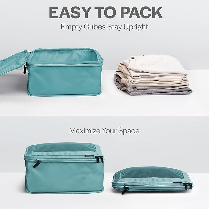 Aerotrunk Compression Packing Cubes for Travel, 6-Pack, Teal