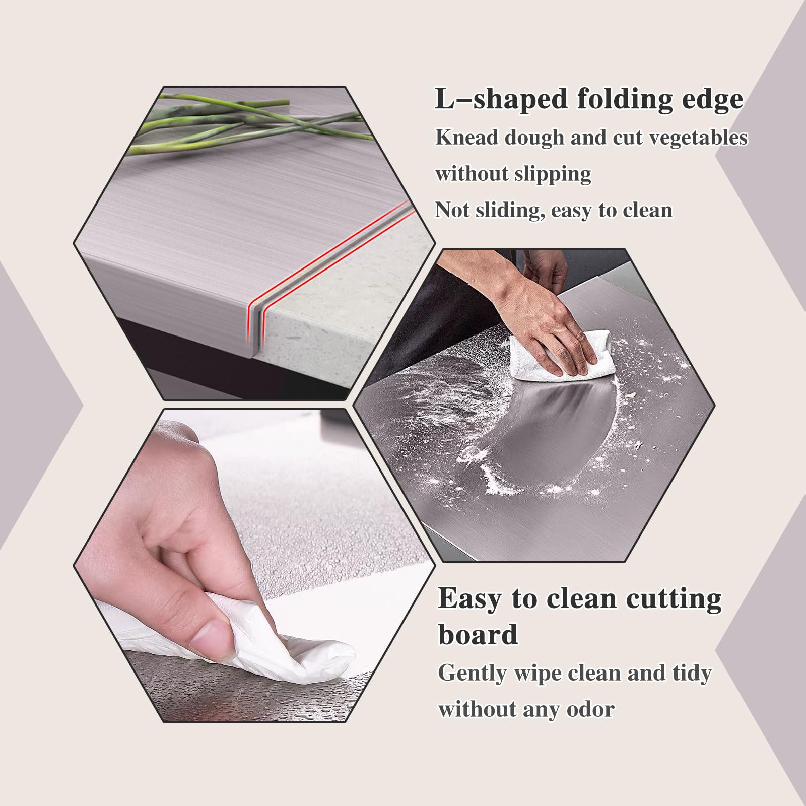Stainless Steel Kitchen Cutting Board, 304 Stainless Steel, Double-Sided for Separation, Baking and Pizza Making (15.7×27.5×0.06")