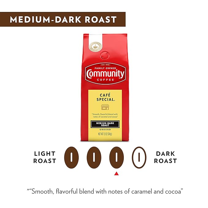 Community Coffee Café Special Medium Dark Roast Ground Coffee, 12 Ounce Bag