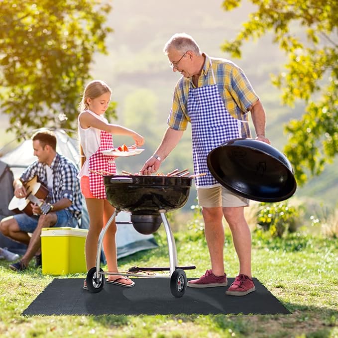 Cvtayn Under BBQ Grill Mat for Outdoor Charcoal, Flat Top, Smokers, Gas Grills 65×39 Inch. Fireproof Mat Protector Deck Patio Grass.Indoor Fireplace Mat Prevents Ember Damage Wood Floor,Fire Pit Mat