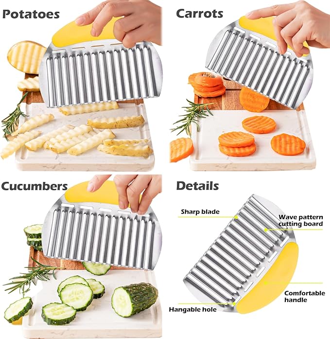JAYVAR Large Crinkle Cutter, Stainless Steel Vegetable Wavy Chopper