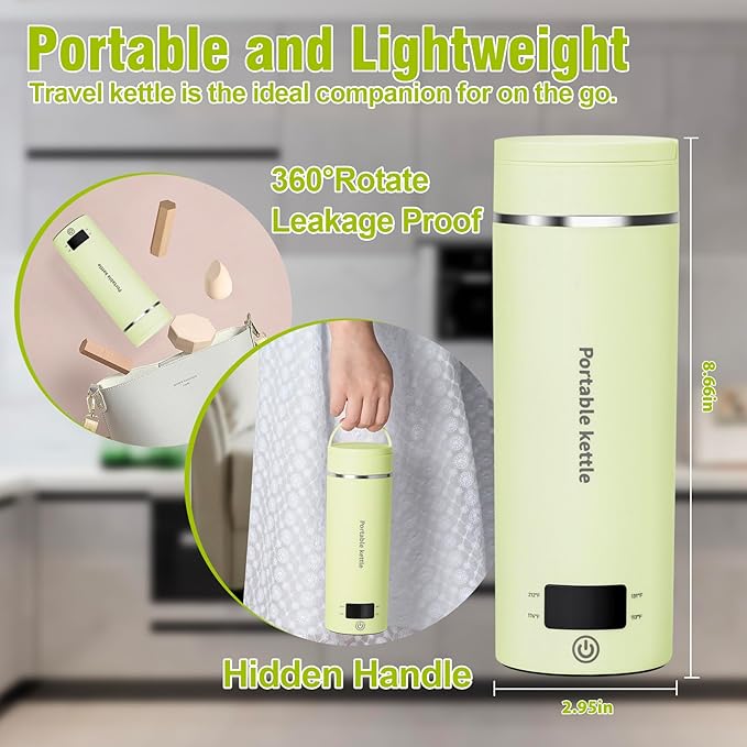 Touxila Portable Electric Kettle for Travel 120V, 13.5oz, 4 Temp Settings