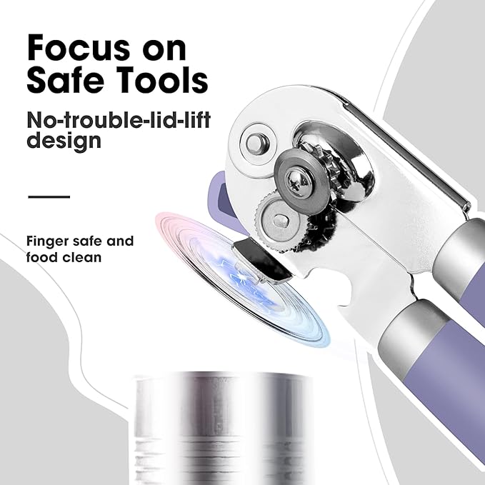 Beneno Heavy Duty Hand Can Opener Manual with Magnet Lid Remover, Purple