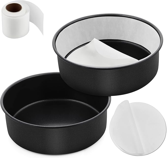 E-far 6 Inch Cake Pans, 3PCS Nonstick Small Cake Pans with Parchment Paper