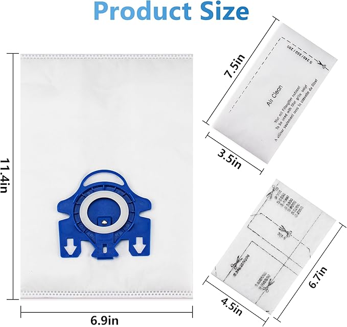 3D Airclean Bags Fit for Miele GN Classic C1 Complete C1 C2 C3, Pack of 12