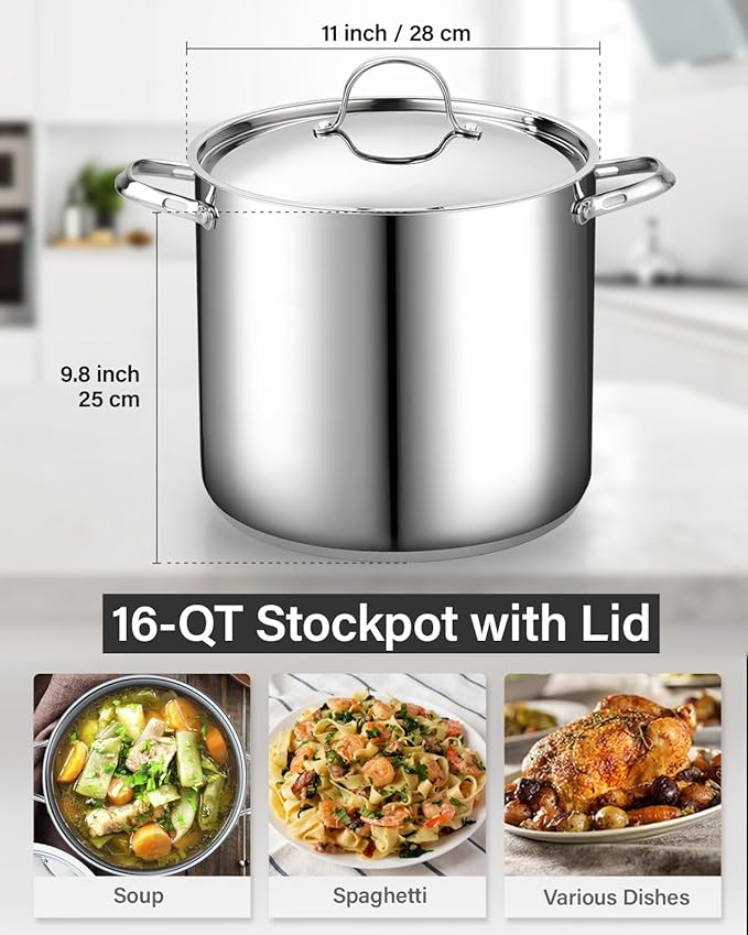 Cooks Standard Extra Large Soup Pot - Stainless Steel Induction Cookware