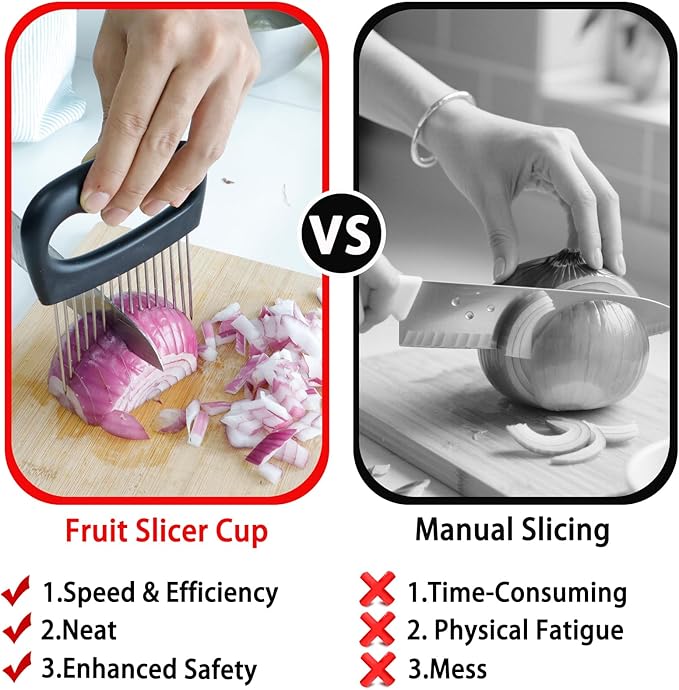 NOVANO Large Onion Slicer & Meat Tenderizer, Kitchen Cooking Tool for Tenderizing, Onion Cutter Vegetable Chopper, Stainless Steel Tomato Slicer with 16 Long Needles, for Potato Lemon