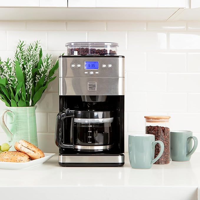 Kenmore Elite Grind and Brew Coffee Maker 12 Cup with Built‑In Burr Grinder