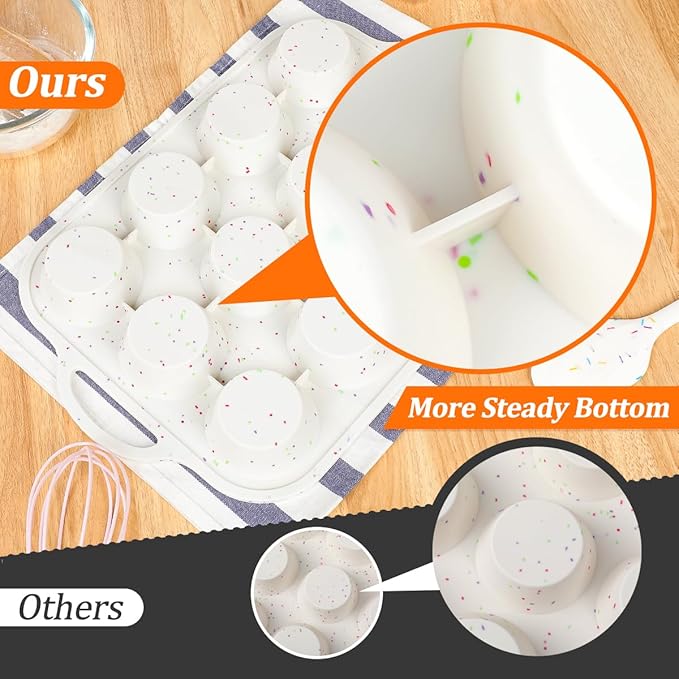 Silicone Muffin Pans for Baking with Metal Framed Handle BPA Free, Standard