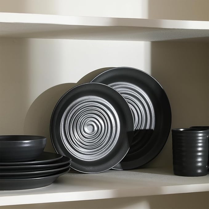 Stone Lain Orbit Dinnerware Set, Charcoal, Set of 16