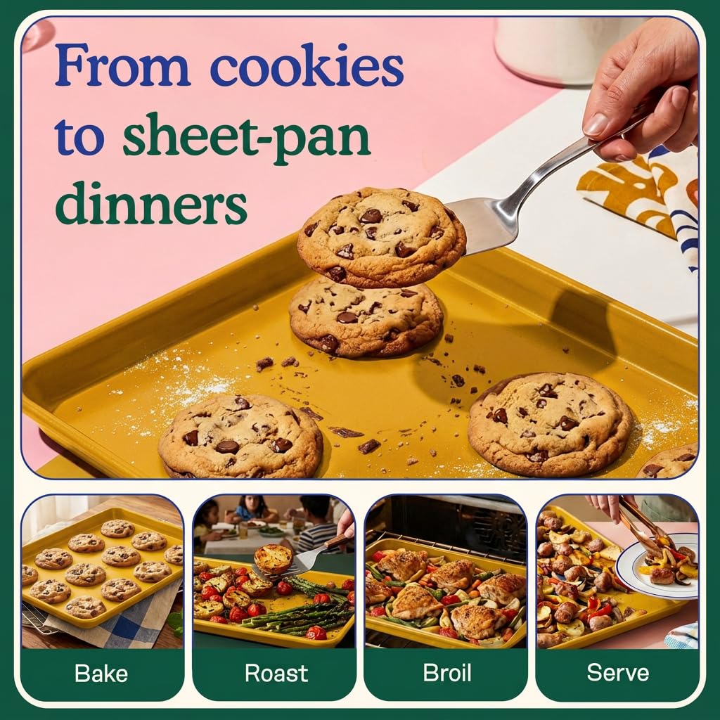 Great Jones Nonstick and Non Toxic Half Sheet Pan 18.5" x 13.5" (Mustard)