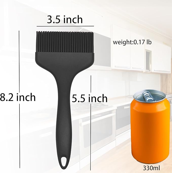 Minchsrin 2 Pcs Of Silicone Basting Brushes Heat Resistant Pastry Brush Oil brush BBQ Grill Brush Set One-Piece Design, Suitable For Barbecue Oven Teppanyaki Kitchen Cooking Easy Clean Black