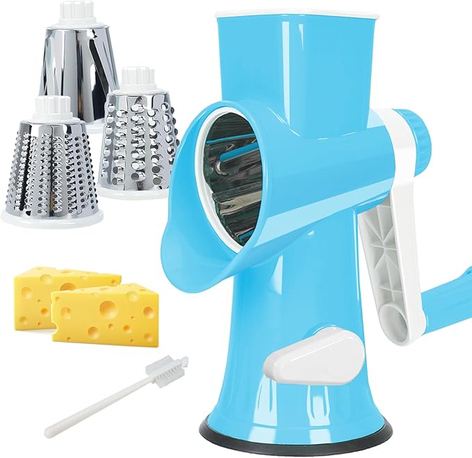 GOTOSOBAY Cheese Grater with Handle,Multifunctional Rotary Cheese Grater
