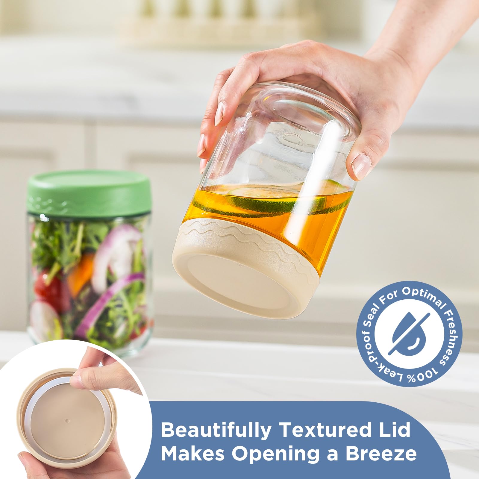 DRKIO 16 Oz Glass Overnight Oats Containers with Lids Chia Pudding Jars