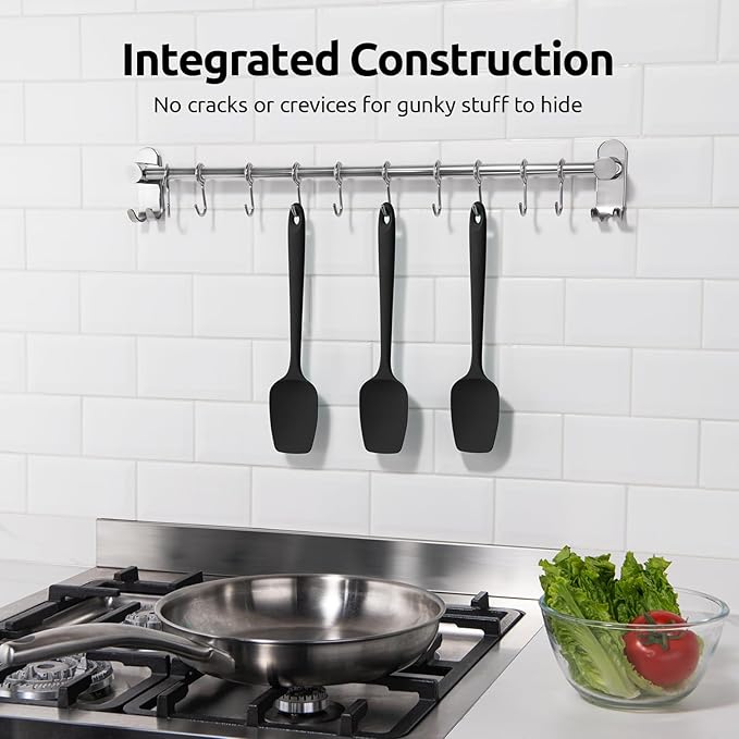 U-Taste Silicone Spoon Spatula Set of 3, 600°F High Heat Resistant, Black