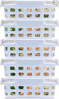 Ello Duraglass 3.4 Cup Glass Meal Prep Containers, 10 Pc, 5 Pack, Halogen Blue