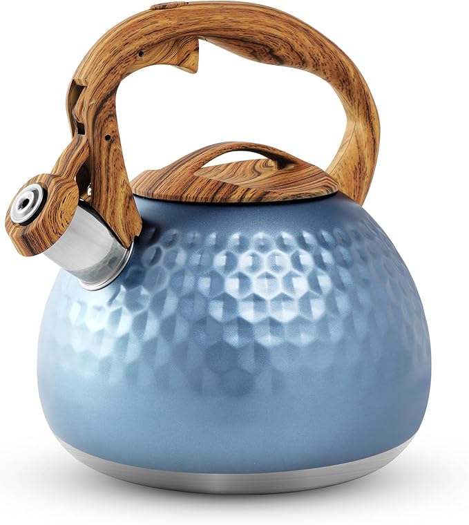Foedo 3.2Qt Stainless Steel Whistling Tea Kettle Stovetop, Blue