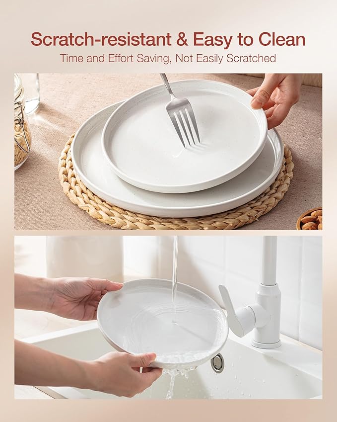 Famiware Milkyway 12-Piece Stoneware Dinnerware Set, White & Cinnamon Brown