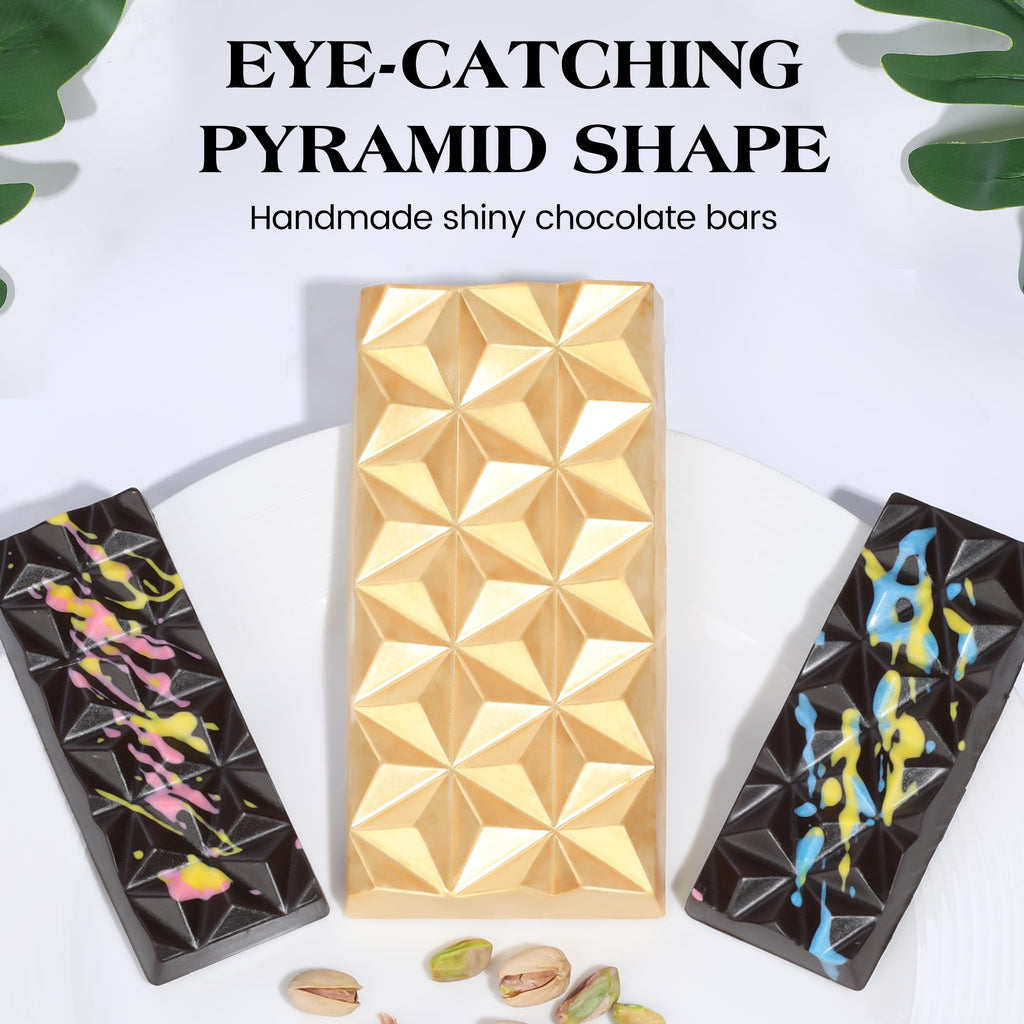 Fimary 2 Pcs Chocolate Bar Mold Deep Silicone Large Chocolate Molds Break Apart Pyramid Shape Thick Candy Bar Molds