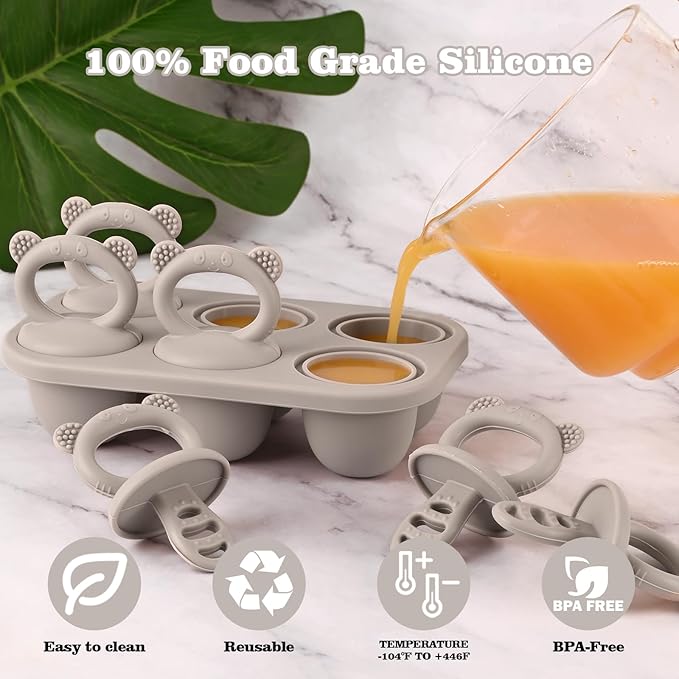 WMKGG Baby Popsicle Molds, Breastmilk Popsicle Molds(Grey)
