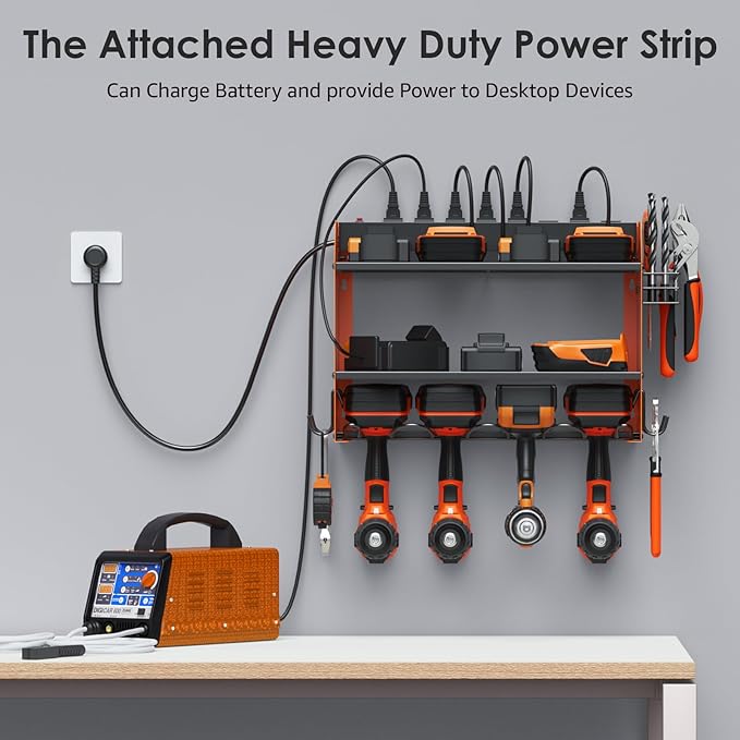 CCCEI Wall Mount Modular Tool Charging Organizer, Orange, 1 Pack, 3 Tier.