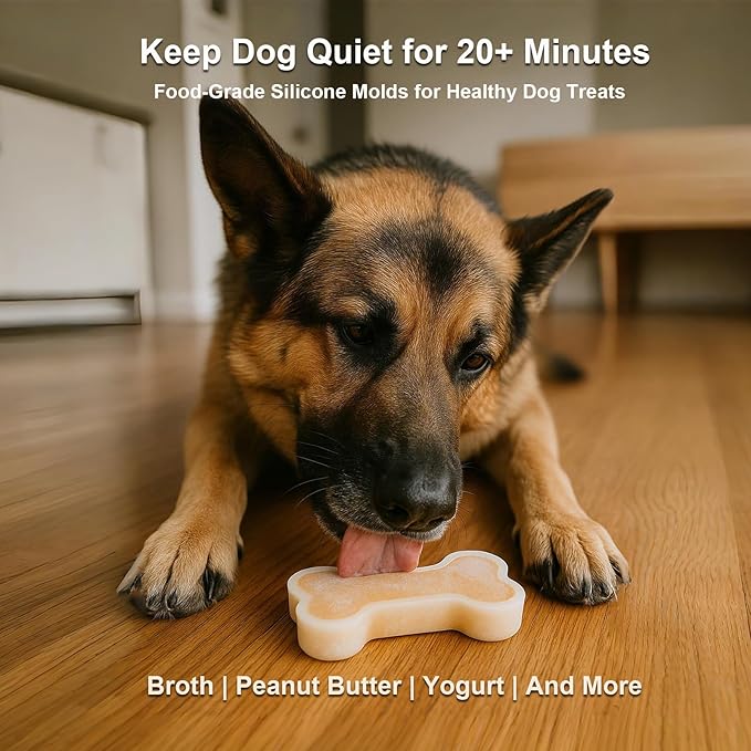 SIUPER 5IN Big Bone Dog Cat Treat Molds 2 Pack, DIY Flavors for Puppy. Food Safe Silicone for Oven. Large Ice Cube Mold for Pet Chew, Cooling. Pets Birthday Cake Baking. Fun Gift for Dog Lover