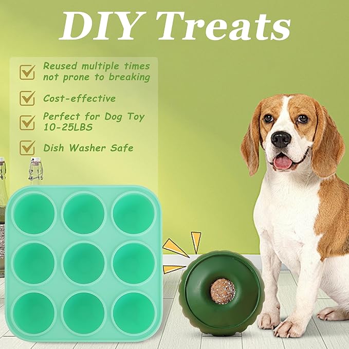 9Cavities Silicone Dog Treat Mold for Woof Pupsicle & Power Chewer Pupsicle, Frozen Dog Treat Molds for Making Refill Treats 10-25lbs (Small)
