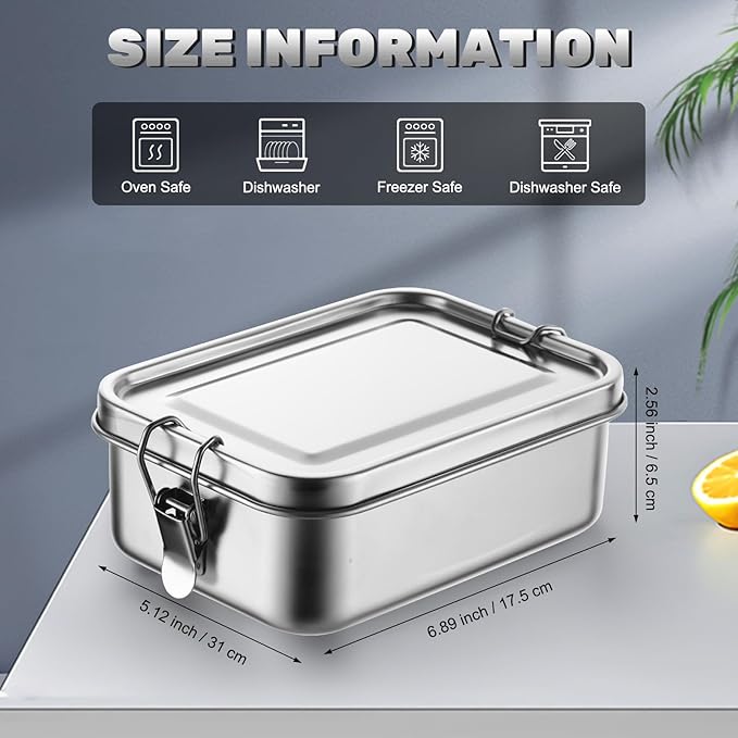 Umigy 4 Pcs Stainless Steel Food Containers Metal Bento,1000ml