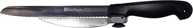 BAOUROUGE' Precision Slicing Knife (Right-Handed) - 8 and 1/4 Inches Stainless Serrated Blade With Cutting Guide for Exact Slices Up To 5/8 Inch Thick