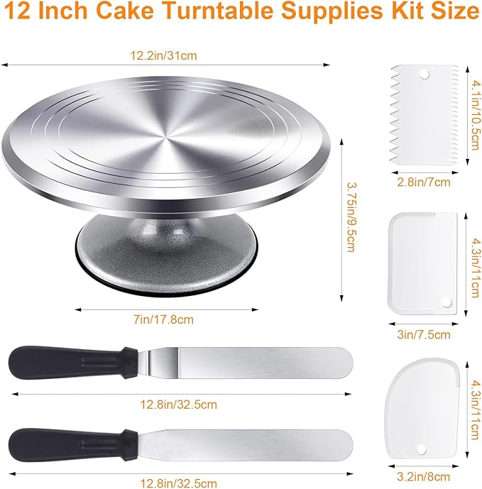 Uten Cake Decorating Supplies Kit 33pcs, Aluminium Cupcake Stand Turntable