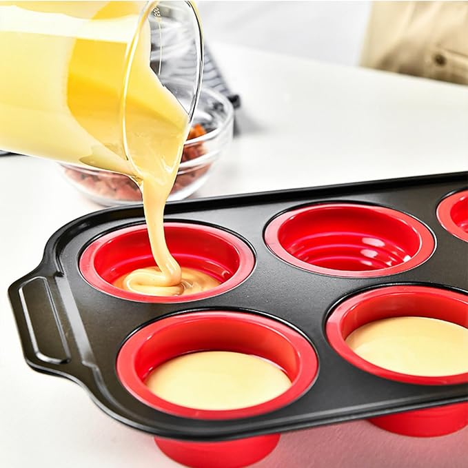 YiYeraio Muffin Pan, 6-Cup Nonstick Silicone Muffin Pans for Baking, Food-Grade Cupcake Pan for Oven, Microwave, Dishwasher Safe, BPA-Free Silicone Baking Mold for Muffins, Cupcakes, Egg Muffins