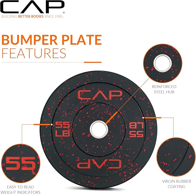 CAP 190lb Economy Speckled Olympic Bumper Plate Weight Set