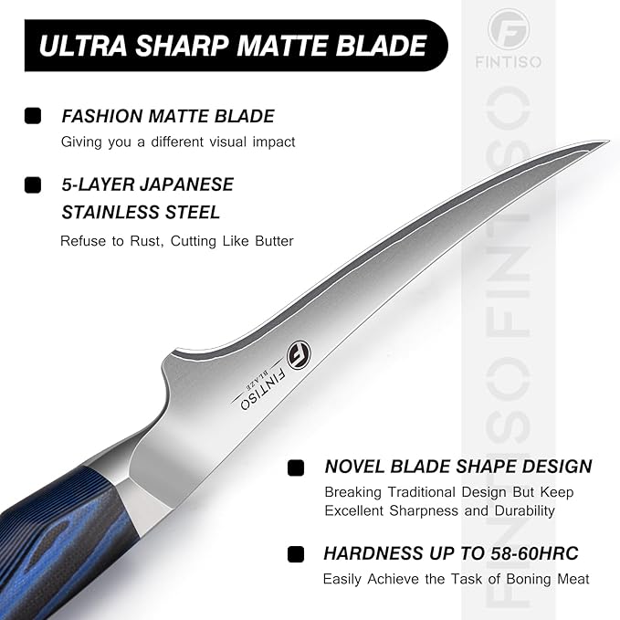 Fillet Knife 7 Inch,2026 New Upgrade High Carbon Stainless Steel Fillet Knife,Handles Made From G10 Material Are More Ergonomic Professional Japanese Fish Knives for Meat Poultry Cutting