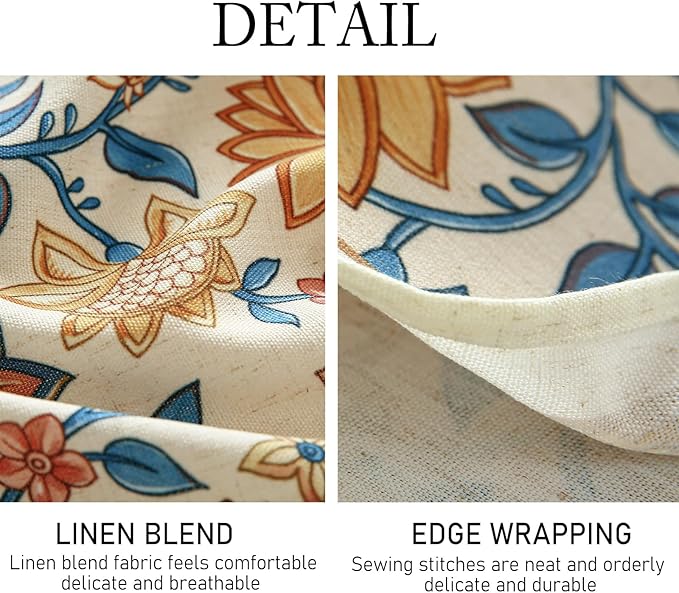 ISAENNE Designer Vintage Linen Rectangular Tablecloth,110"x63"-Estevan B