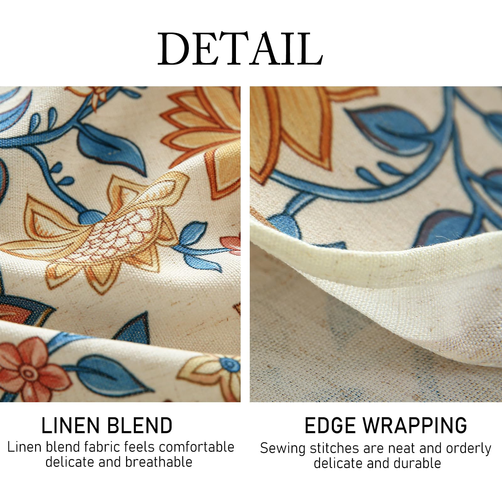 ISAENNE Designer Vintage Linen Rectangular Tablecloth,118"x67"-Estevan B
