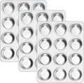 E-far Muffin Pan 12-Cup, 3-Pack Stainless Steel Cupcake Pan for Oven
