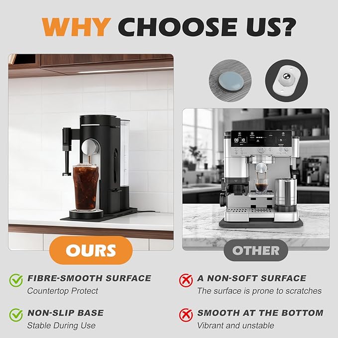 Xykzra Sliding Pad for Ninja Single Serve Coffee Maker PB051 and PB041, Anti Slip Base Sliding Mat for Fast Moving, with Hanging Strap, Accessories Fit for Ninja Coffee Machine PB051/PB041, Black