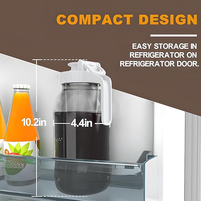JunVpic Cold Brew Coffee Maker, 64 oz Glass Mason Jar Pitcher