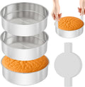 tutikuki 8 Inch Cake Pan - 3PCS Stainless Steel Round Layer Cake Baking Pans with 100 PCS Parchment Paper, Round Bakeware for Party Birthday Wedding, Mirror Finish & Dishwasher Safe