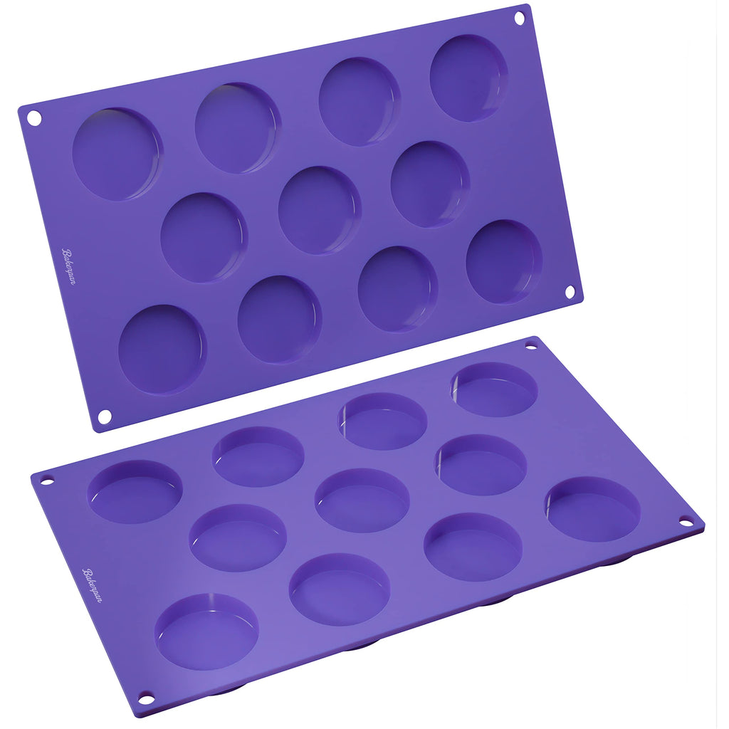Bakerpan Silicone Mini Round Baking Molds 1.9" - Set of 2 Nonstick Molds for Muffin Tops, Tarts, Cookies, Chocolate, Mini Cheesecakes & Whoopie Pies - BPA-Free