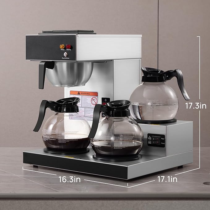 SYBO Commercial Coffee Maker with 3 Warmers and Decanters SF-CB-3GA