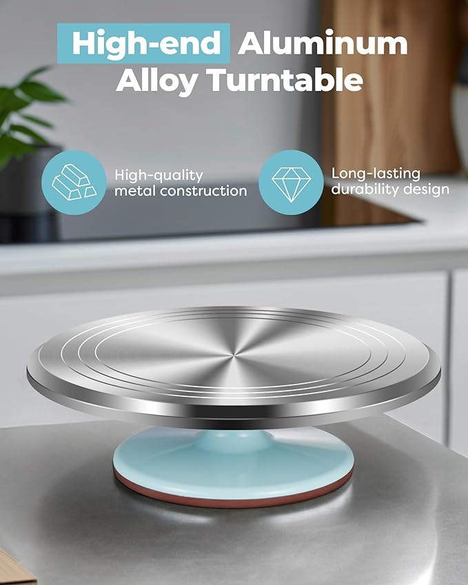 Kootek Aluminum Cake Stand Turntable for Party, Base Giratoria Para Pastele