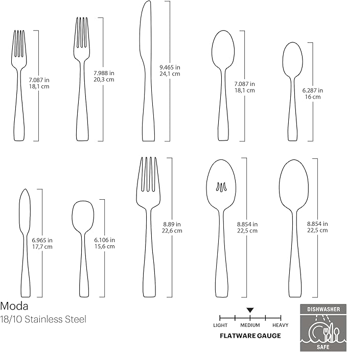 Oneida Moda 65-Piece 18/10 Silverware Set for 12, Flatware