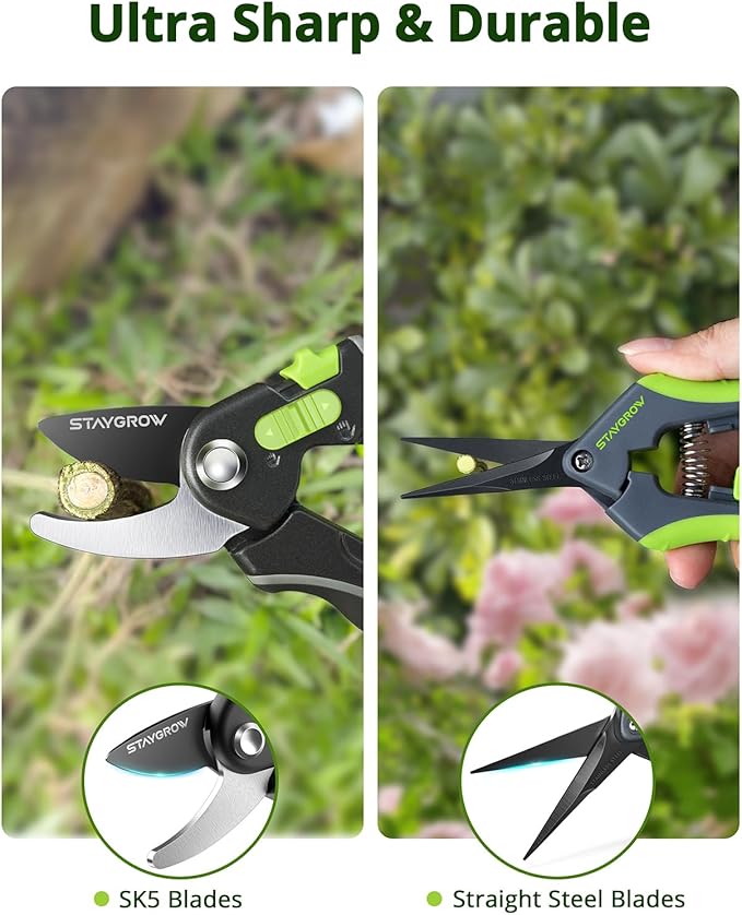 STAYGROW Gardening Scissors, Sharp Plant Trimming Scissors 2 Pack