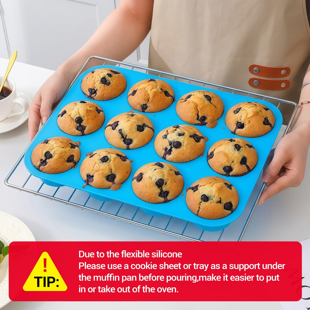GOKCEN's Silicone Egg Bite Molds 12 Cups Silicone Muffin Pans for Baking