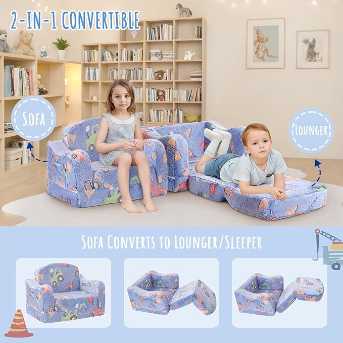 aodisman Thick Comfy Kids Chair and Couch,Foldable Plush Sofa with Pocket
