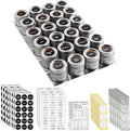 Talented Kitchen Magnetic Stainless Steel Spice Jars - 24-Pack, 3 oz, Silver - Magnetic Kitchen Spice Jars with Organizer Plates & Lids for Fridge & RV - Includes 6 Wall Plates & 269 Preprinted Labels
