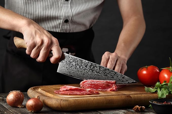 HEZHEN Damascus Chef Knife, 8.3 Inches