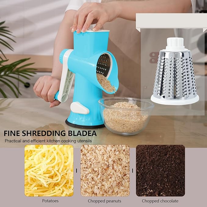 TiwisiTe Rotary Cheese Grater with Handle-Versatile Cheese Grater