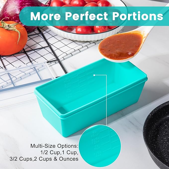 Gemice Silicone Freezer Molds with Lids, 6-Pack 1-Cup & 2-Cup